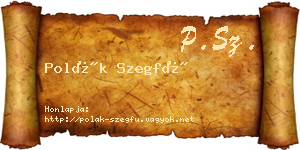 Polák Szegfű névjegykártya